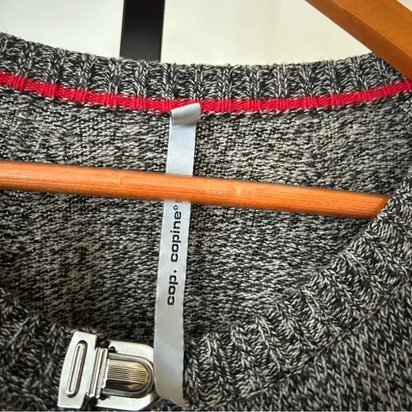 Cop.Copine Virgin Wool Cross Cape Sweater Poncho Arm Slit Minimalist Gray Size S - Picture 4 of 8